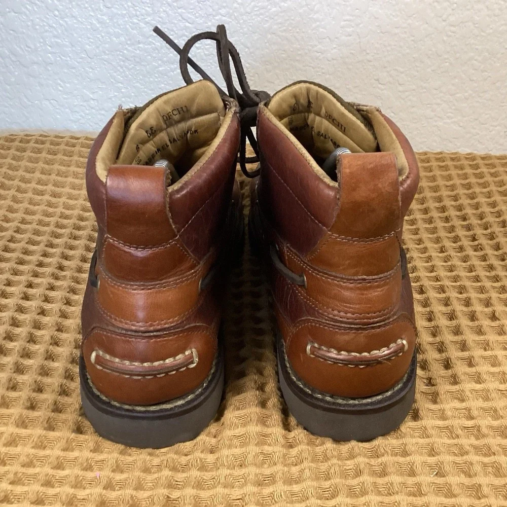 VTG LL Bean Allagash Brown Mens Sz 8 EE Pebbled Leather Moc Toe Chukka Boots